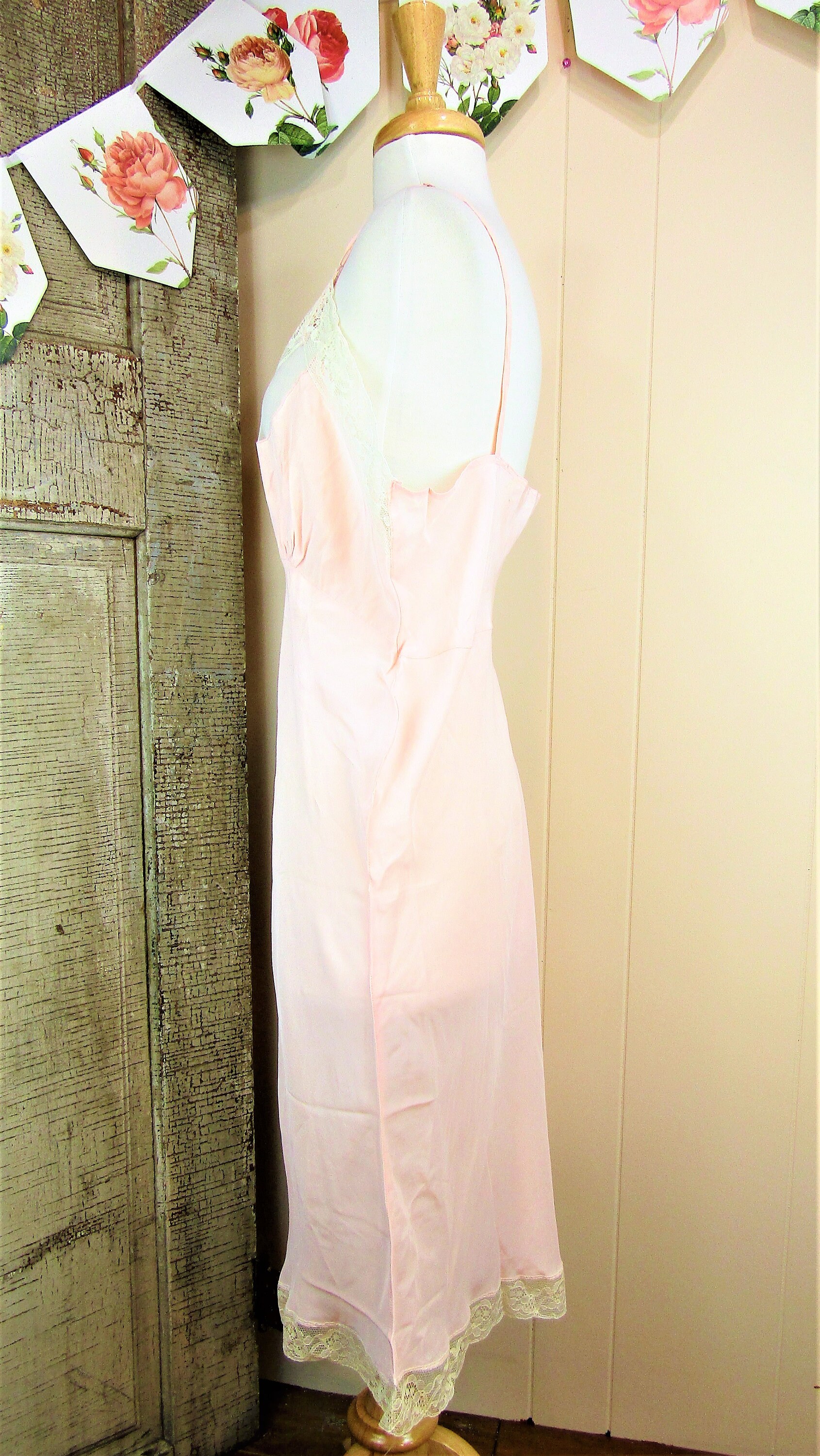 Vintage 40s Strapless Slip Dress/ 1940s Ivory Mid Length Bullet, Bottle of  Bread