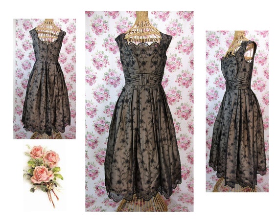 Vintage 1950s 50s Cocktail Dress Size Small Vintag
