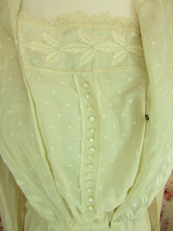 Antique Edwardian Summer Dress Dotted 1910’s Swi… - image 10
