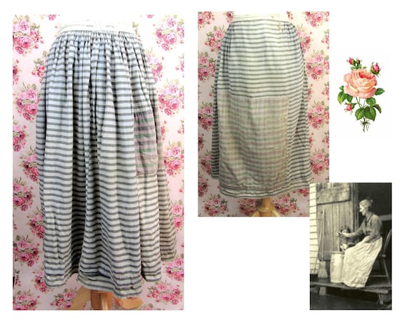 Antique 1800's Homespun Skirt Size Large Antique P