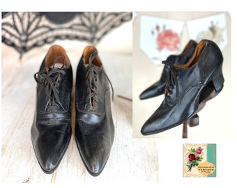 Antique Edwardian Oxford Pumps Antique Shoes Early 1910’s Lace Up Heels