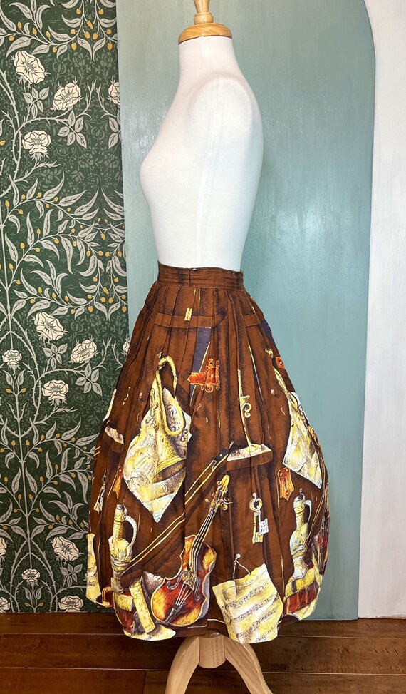 Vintage 1950’s Skirt 1950’s Novelty Print Full Sw… - image 4