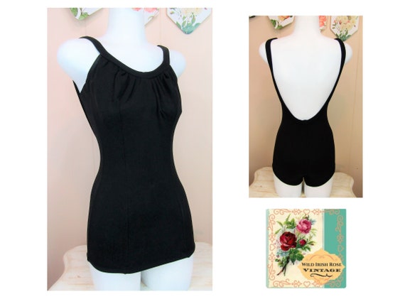 Vintage 1950s 1 Piece Romper Sun Bathing Swimsuit Rockabilly Bullet Bra  Mods 38