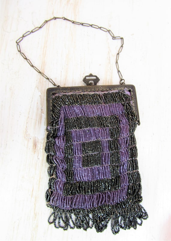 Antique Beaded Handbag 1920s Micro Beaded Evening… - image 3