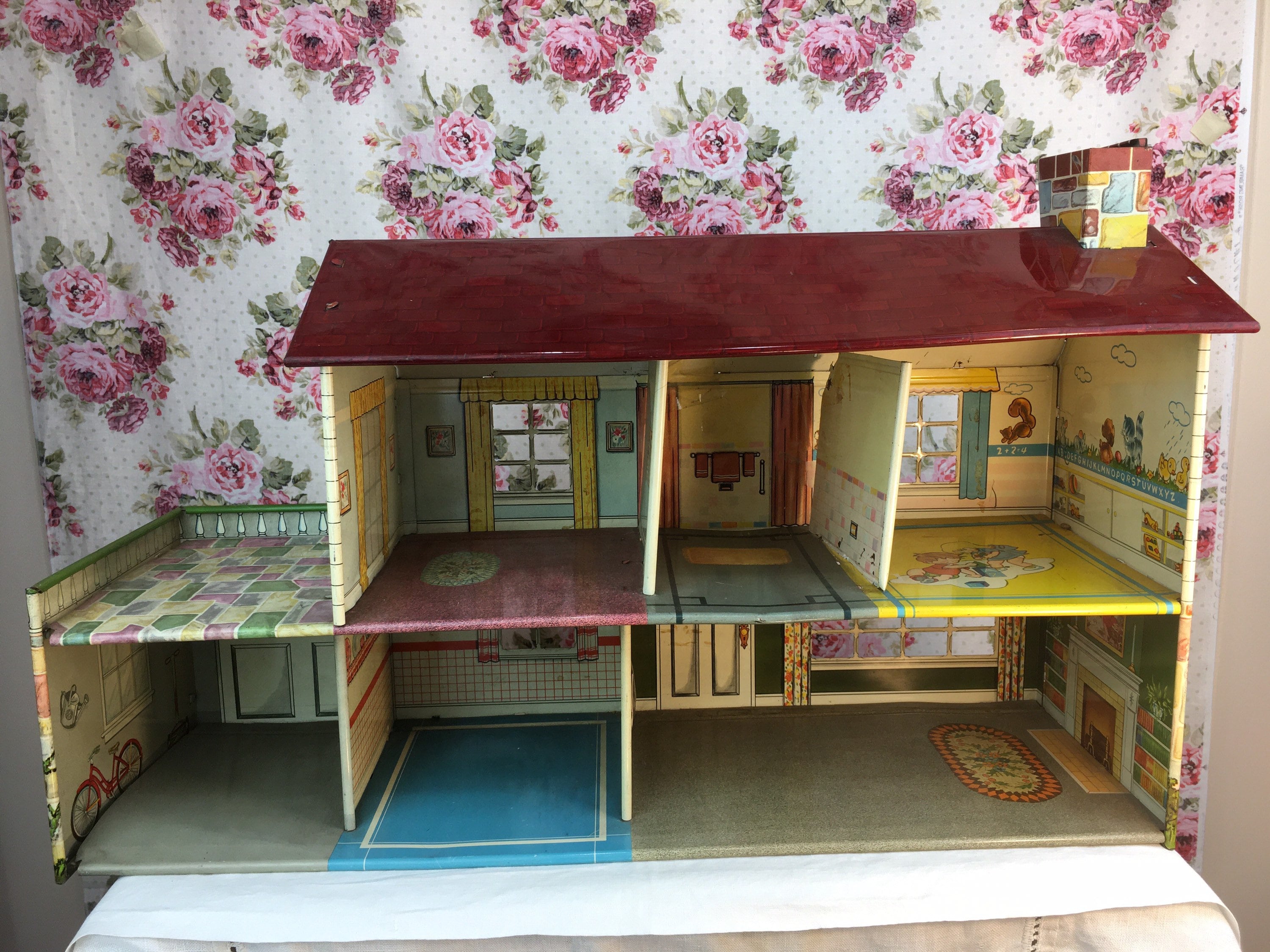 Vintage Tin Dollhouse 1950's Tin Litho Dollhouse Metal Etsy