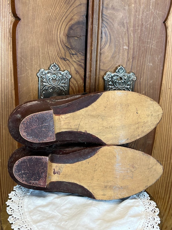 Antique French Sabots Clogs Edwardian French Wood… - image 8