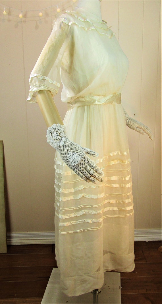 Edwardian Dress 1910’s Silk & Chiffon Dress Edwar… - image 5