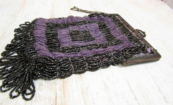 Antique Beaded Handbag 1920s Micro Beaded Evening… - image 7