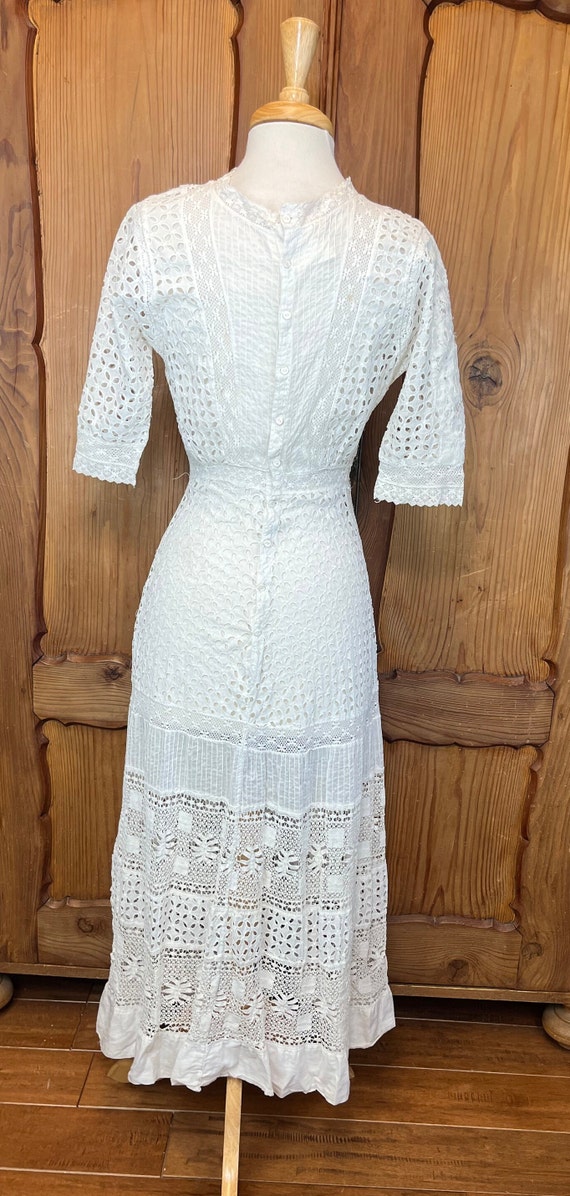 Edwardian White Dress Edwardian Eyelet Dress 1910… - image 4