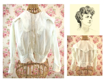 Antique Edwardian Blouse Victorian Bodice Antique White Blouse