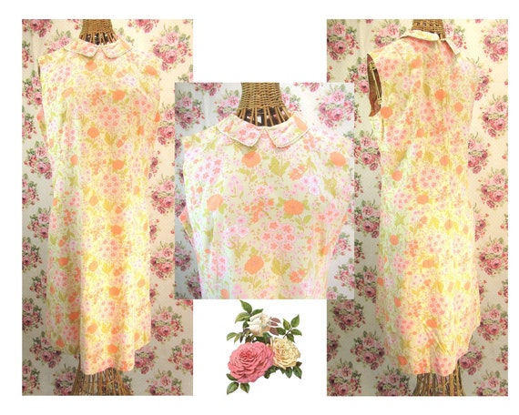 Vintage 1960's Floral Print Dress Size M Vintage 6