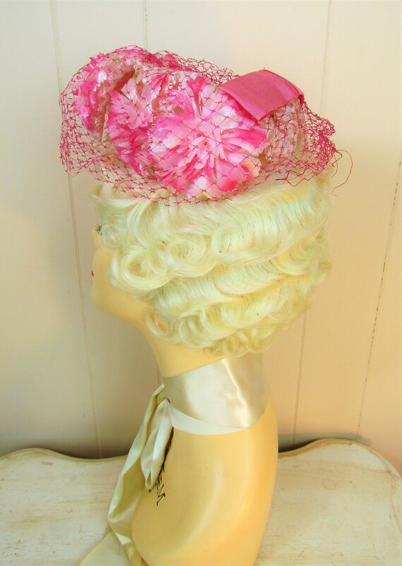 Vintage Floral Fascinator Vintage Flowered Hat Ca… - image 5