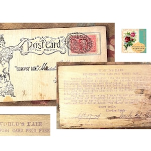 1904 Weltausstellung Postkarte Antike Weltausstellung Souvenir aus Holz Postkarte von Forest Park