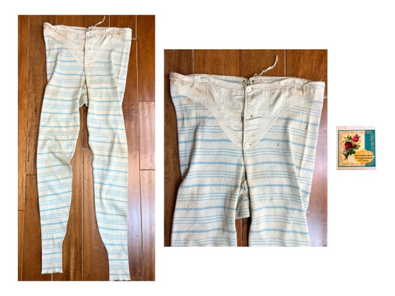 Antique Mens Long Underwear Vintage Striped Long Underwear 