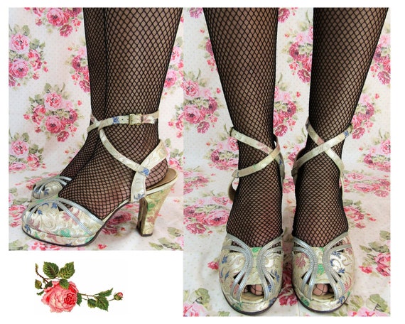 Vintage 1930s 30s Platform Heels Size 8.5-9 Stunni