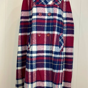 Vintage Plaid Wool Cape Women's Plaid Wool Cape Plaid Wool Cloak image 2