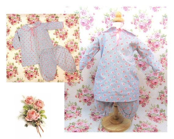 Vintage 1930's Feed Sack Baby Outfit Size 12 mos