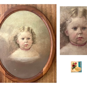 Antique Oil Portrait Child’s Portrait Antique Painting Original Oil on Canvas 1860’s Oil Portrait Antique Painting