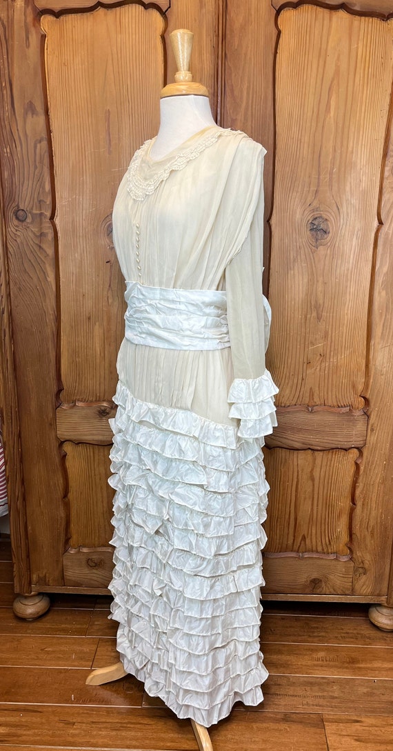 Edwardian Tea Gown Antique Dress Edwardian Tiered… - image 3