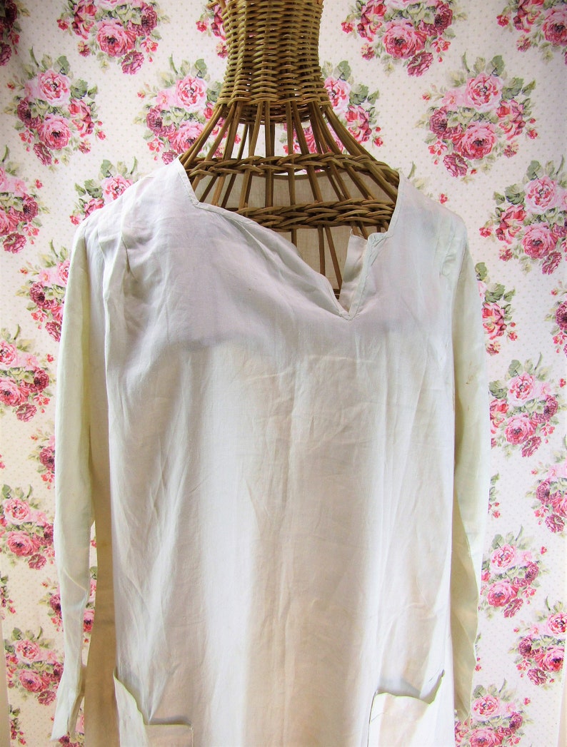 Antique Edwardian Nightgown Size Small European Made Linen Nightshirt Edwardian Nightshirt Creamy Fine Linen image 4
