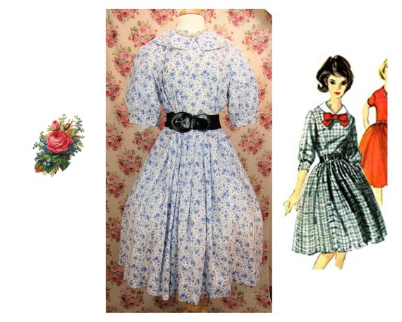 Vintage 1950s Full Skirt Dress Size L Vintage Full