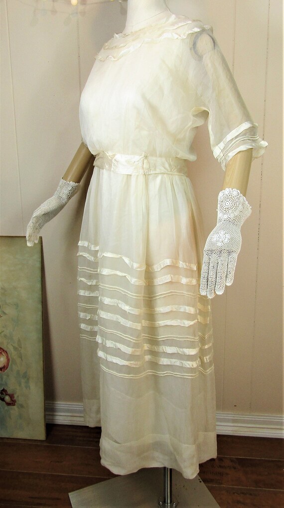 Edwardian Dress 1910’s Silk & Chiffon Dress Edwar… - image 3