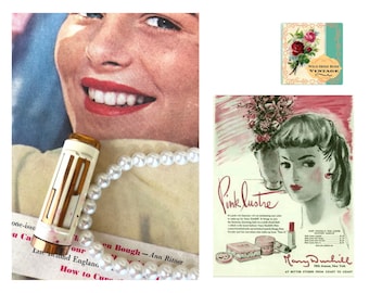 Vintage Lipstick 1950's Vintage Lip Color Vintage Monogrammed Lipstick Tube JP