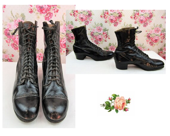 Antique Victorian High Top Boots Size 5-6N US Anti