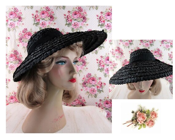 Vintage 1930s 30s Straw Picture Hat Vintage 30s Ca