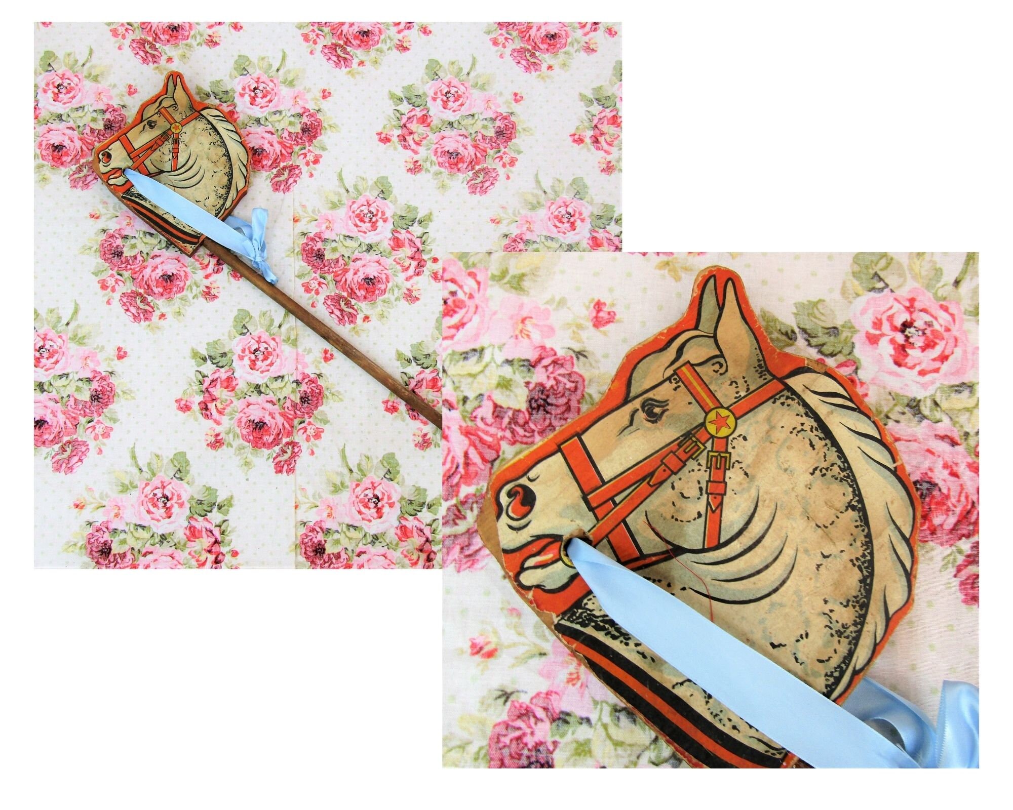Vintage Lithograph Stick Horse Hobby Horse N N Hill Brass Etsy UK