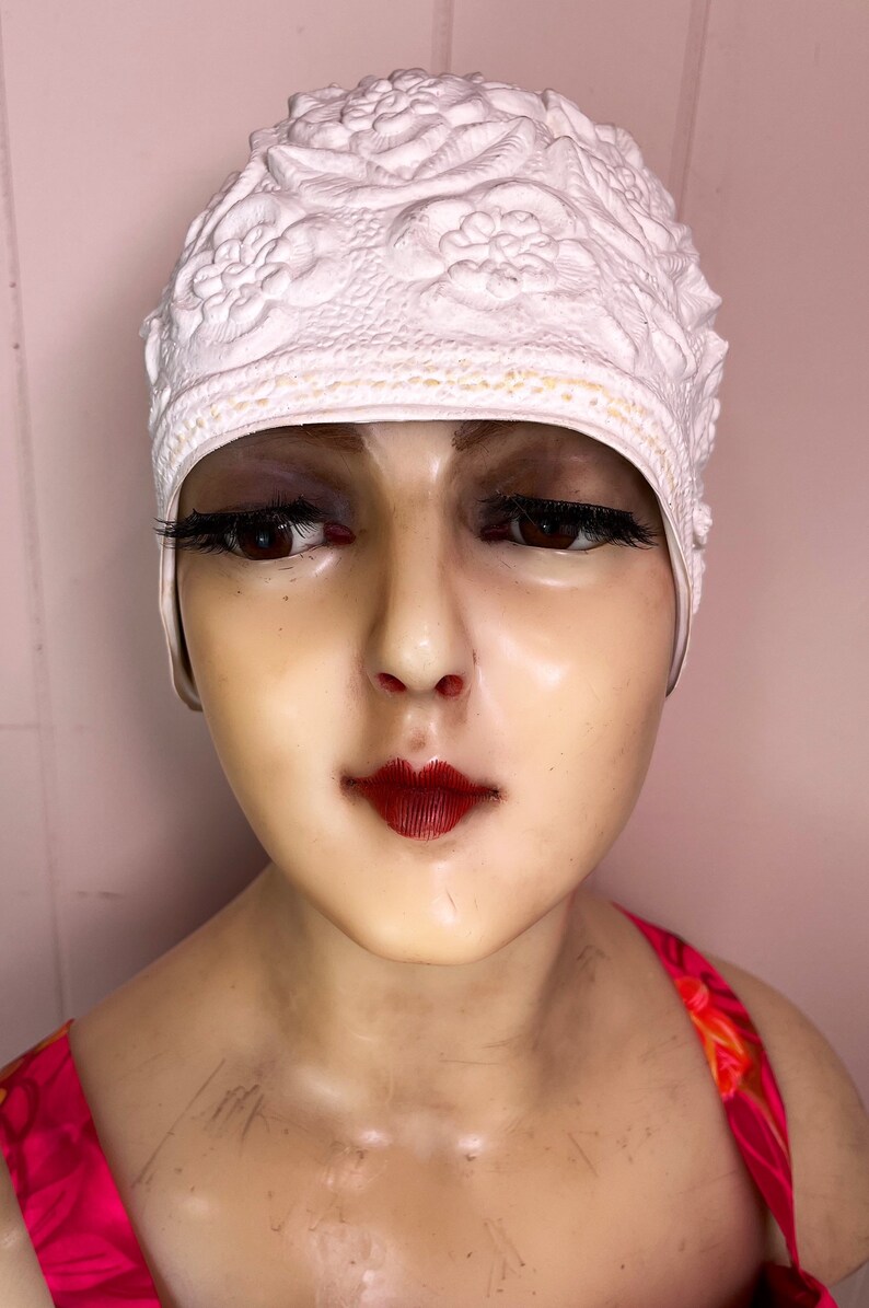 Vintage Bathing Cap Vintage Swim Cap Vintage White Swimming Etsy