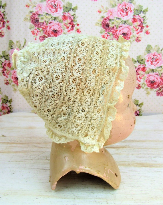 Antique Lace Baby Bonnet Antique Lace Baby Cap An… - image 2