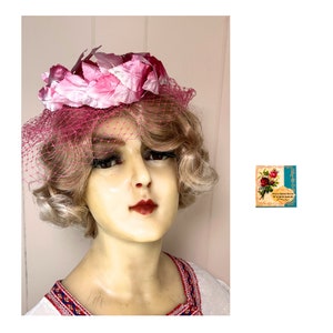 Vintage Pink Fascinator Pink Floral Mini Hat Pink Veiled Hat