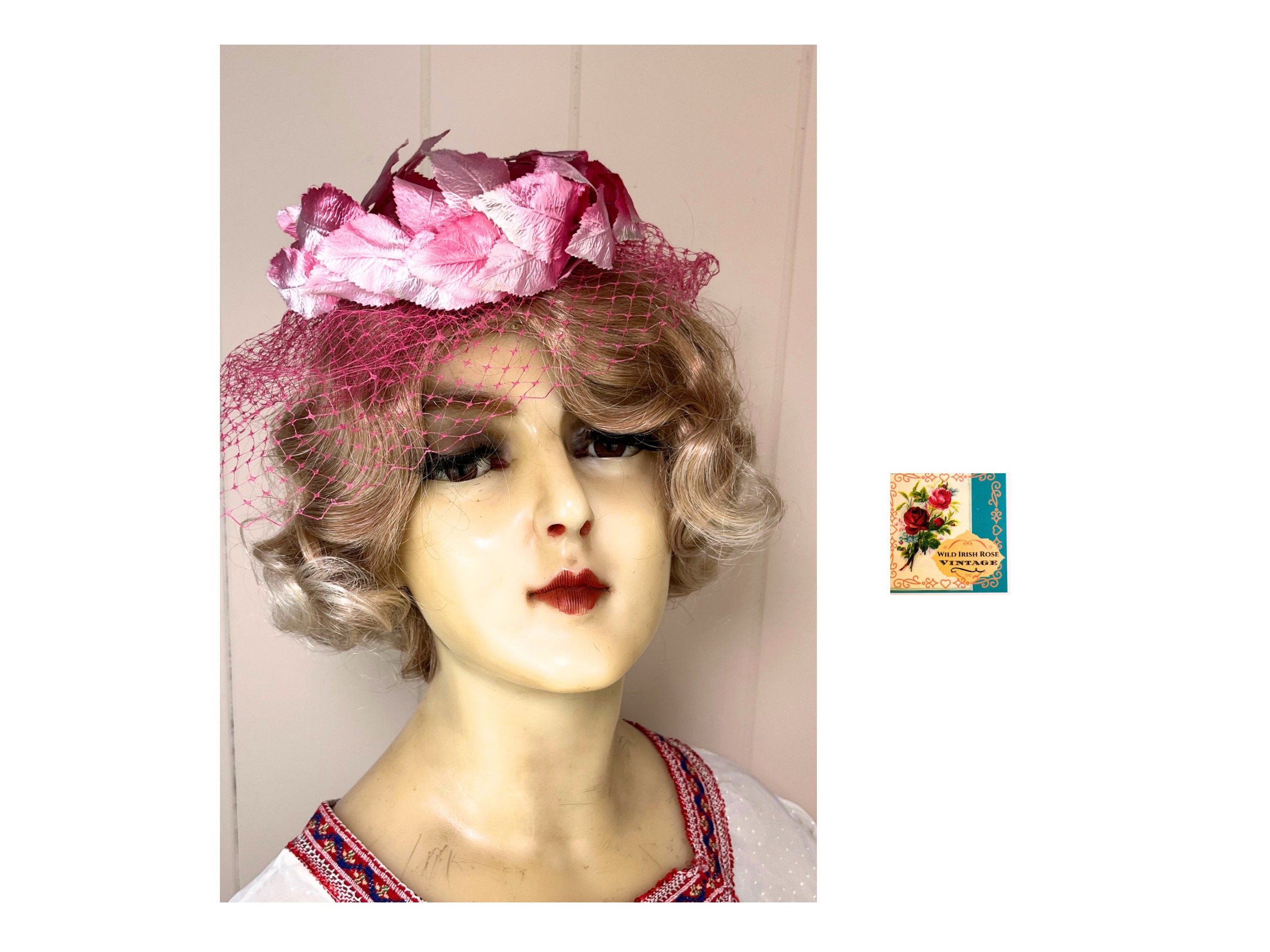 vintage 1950s pink flower headpiece 50s floral hat spring wedding prom coquette 50s Pink Flower Hat - Etsy main image 3
