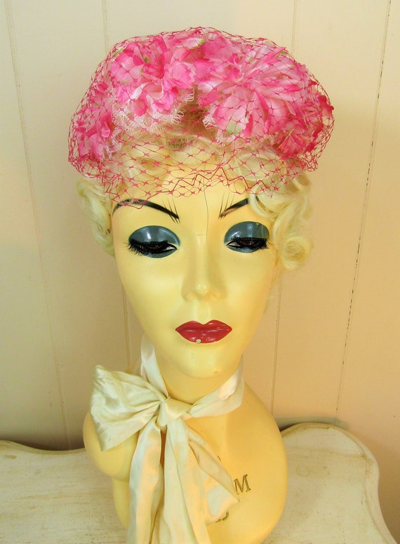 Vintage Floral Fascinator Vintage Flowered Hat Ca… - image 2