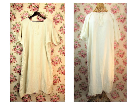 French Antique Rustic Nightgown 19th Century Chemi