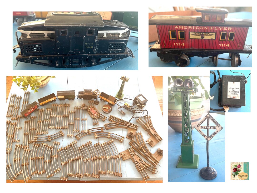 Pre War Train Set O Gauge Electric Train Set 50 Pieces Vintage 1920s