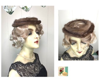 Vintage Dark Brown Mink Hat, Gwen Pennington, Slanted  display picture 3