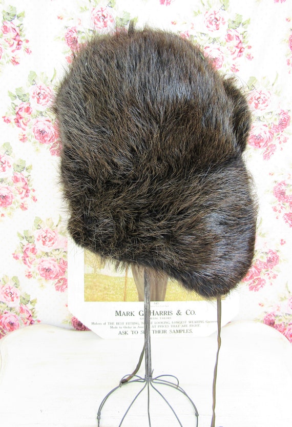 Antique Fur Hat Size Small Antique Trapper Hat Vi… - image 6