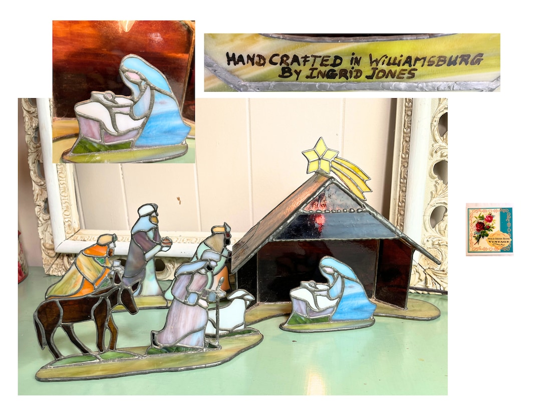 Vintage Stained Glass Nativity Handmade in Williamsburg Virginia Etsy