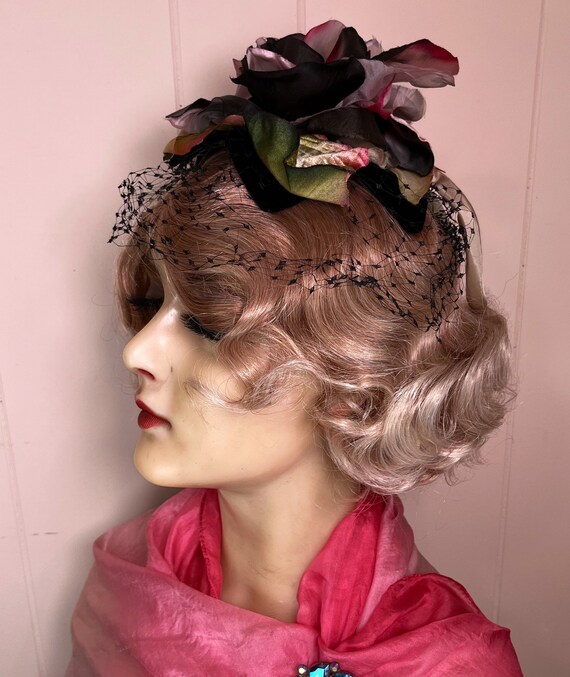 Vintage Floral Fascinator 1950's Millinery Flower… - image 7