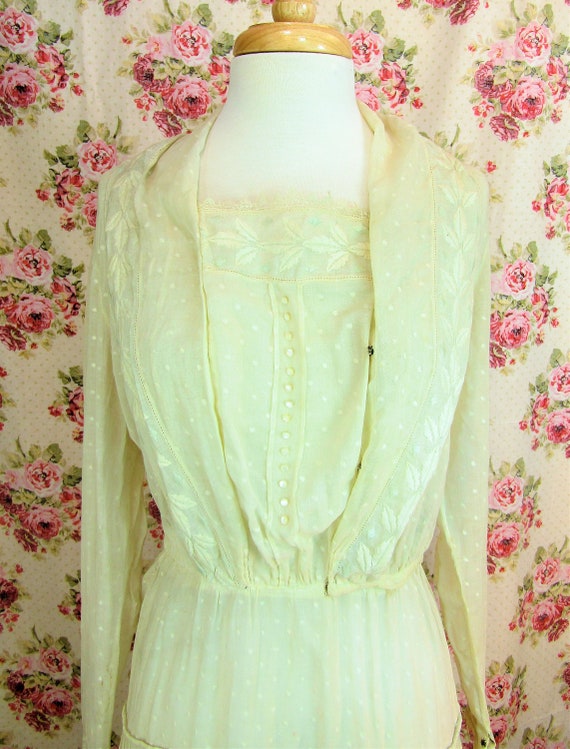Antique Edwardian Summer Dress Dotted 1910’s Swi… - image 3