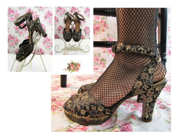Vintage 1940s 40s Platform Heels Size 7.5-8 Vintag