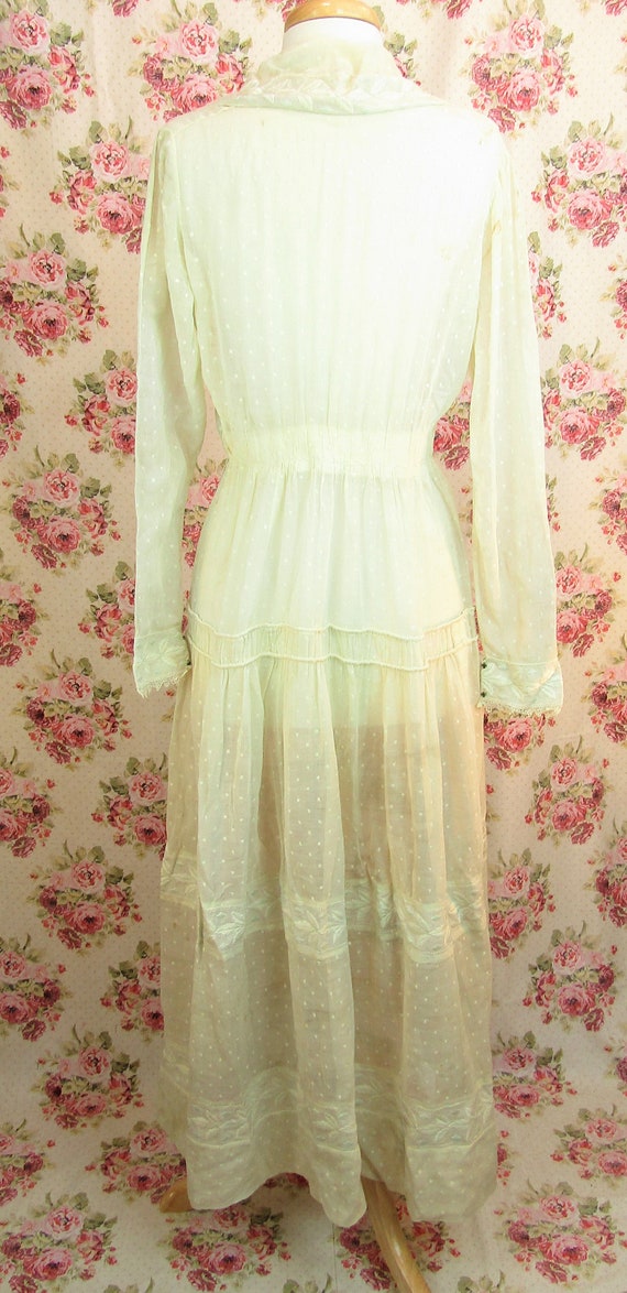 Antique Edwardian Summer Dress Dotted 1910’s Swi… - image 5