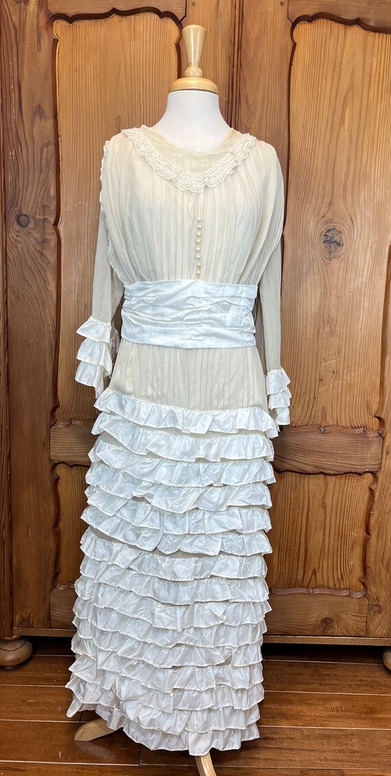 Edwardian Tea Gown Antique Dress Edwardian Tiered… - image 2