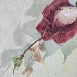 Vintage Watercolor Painting of Roses by Woodrow on Board 29 wide image 5