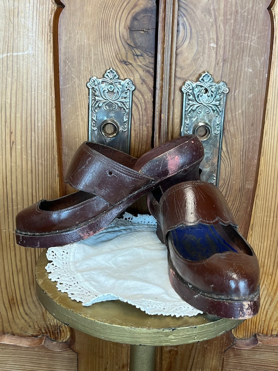 Antique French Sabots Clogs Edwardian French Wood… - image 10