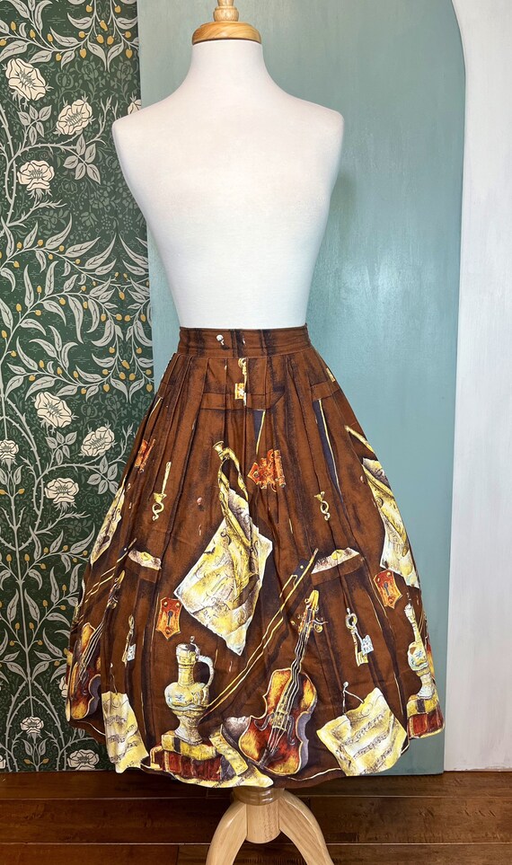 Vintage 1950’s Skirt 1950’s Novelty Print Full Sw… - image 2