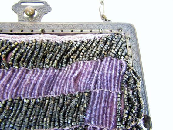 Antique Beaded Handbag 1920s Micro Beaded Evening… - image 5