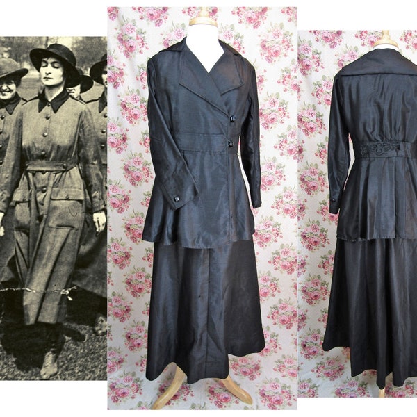Antique Late Edwardian Suit Size Small 1915s WW 1 Era Day Suit Edwardian Day Dress